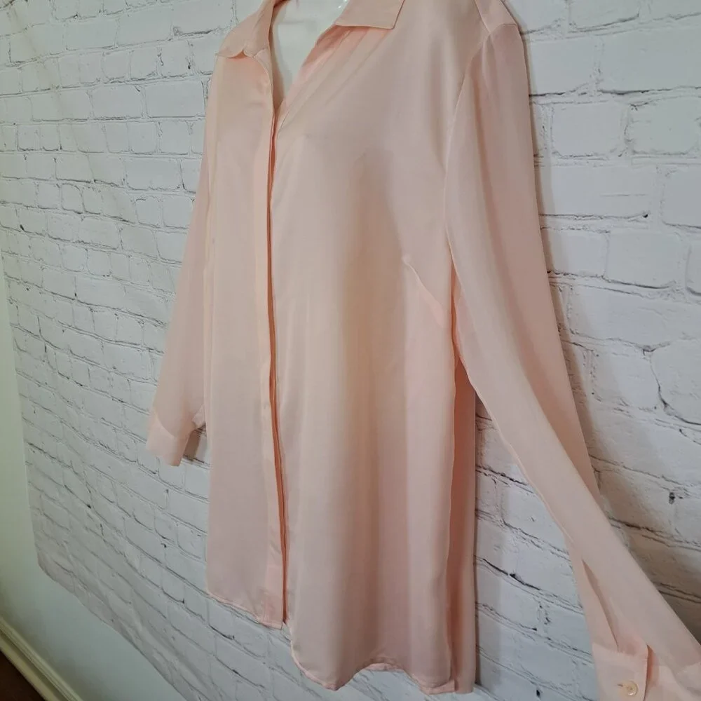 Chico's Peach Casual Button Up Shirt Size 3 - Picture 2 of 12